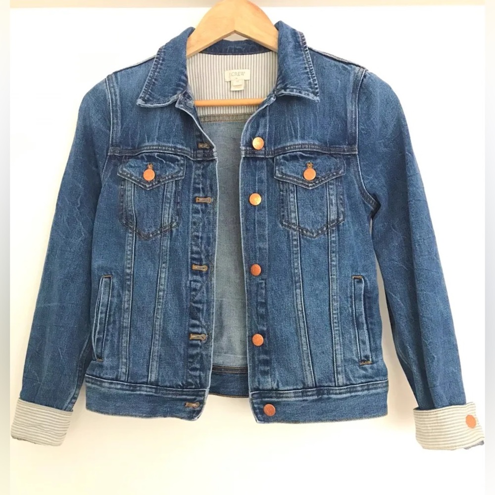 J. Crew Women's Classic Cropped Jean Blue Denim Jacket Sz XS